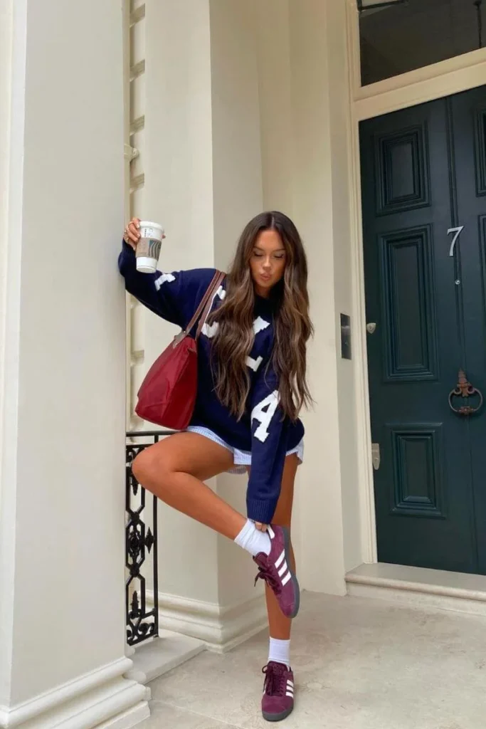 10. Collegiate Style with Burgundy Adidas Spezial