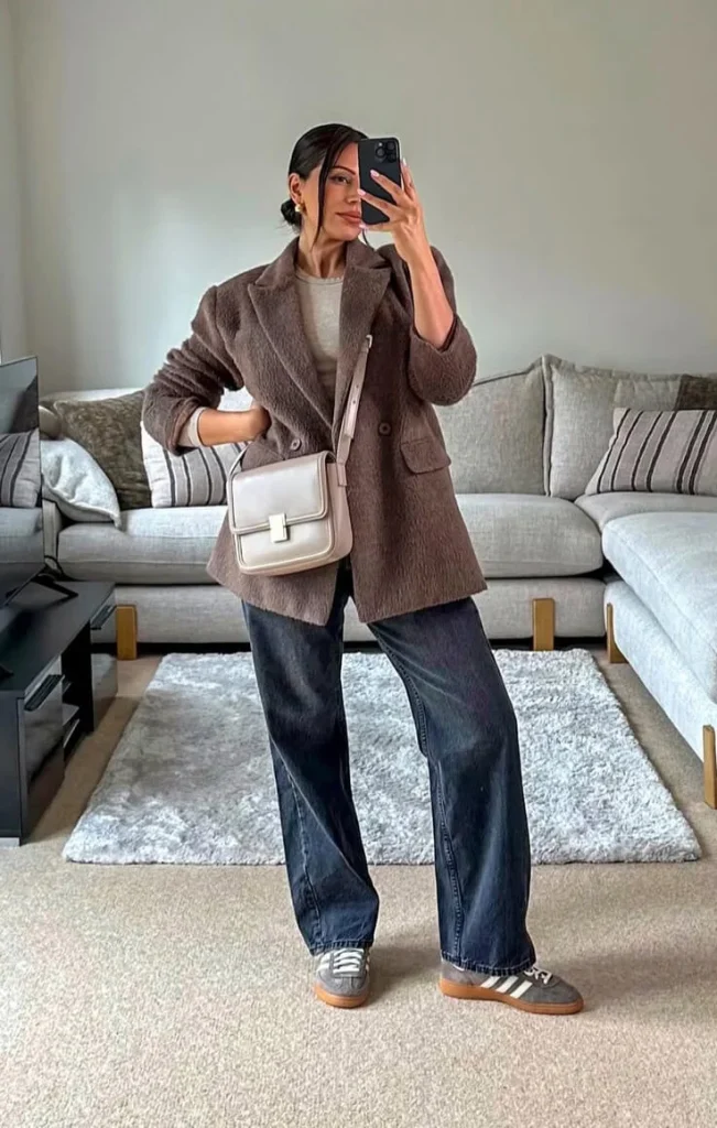 19. Brown Blazer with Grey Adidas Spezial