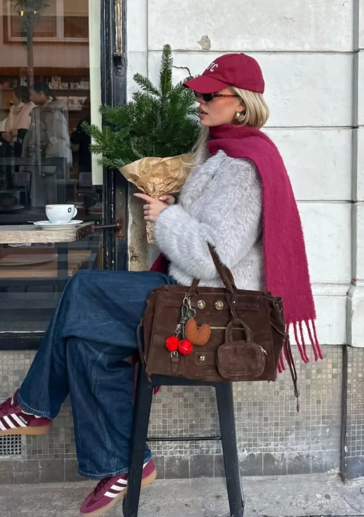5. Winter Layers with Burgundy Adidas Spezial