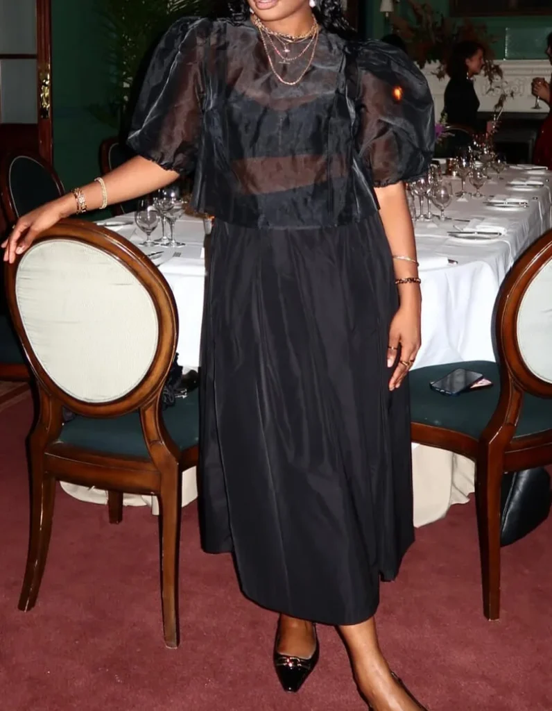 18. Sheer Puff-Sleeve Blouse and Skirt