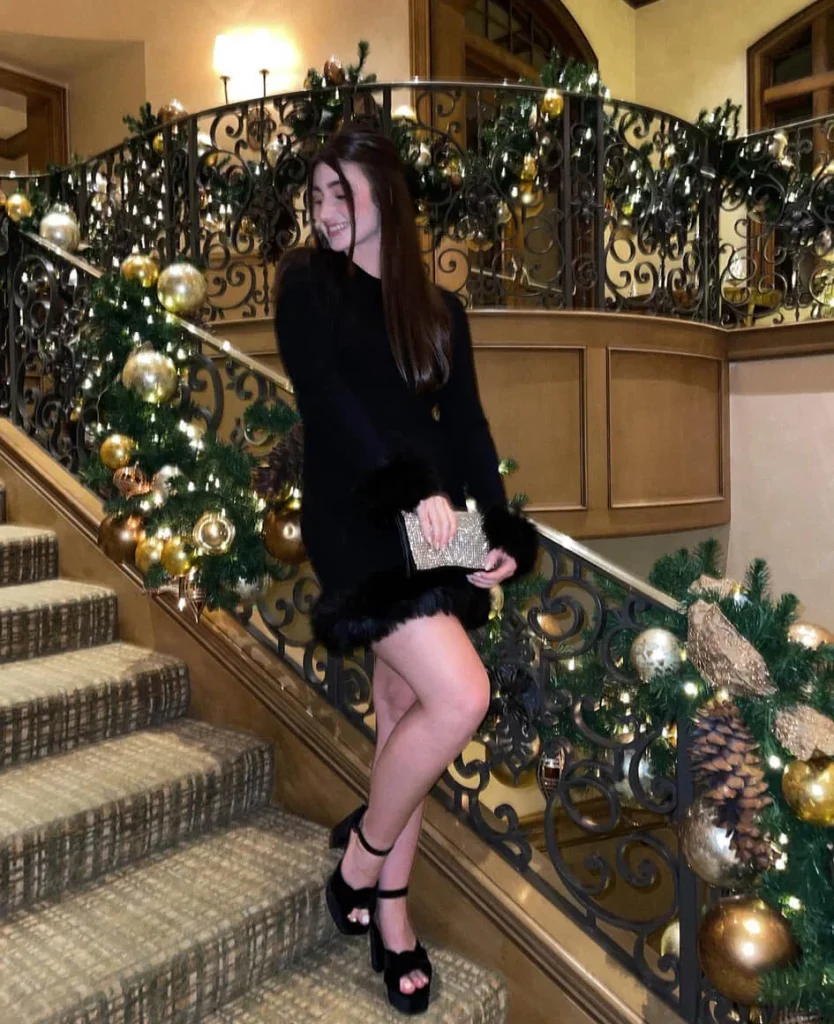 7. Black Feather-Trim Dress