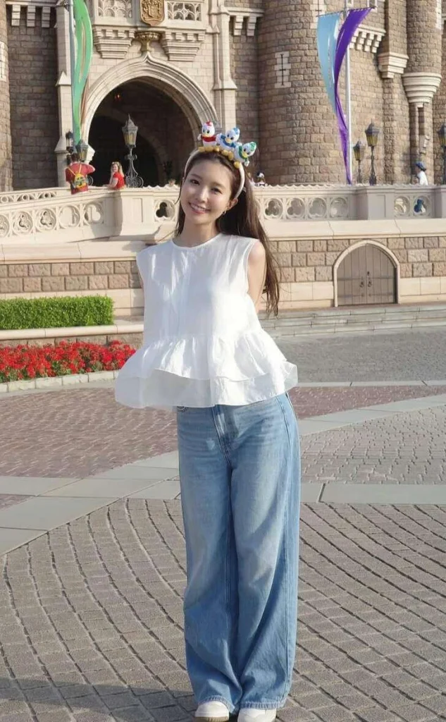 White Top and Wide-Leg Jeans