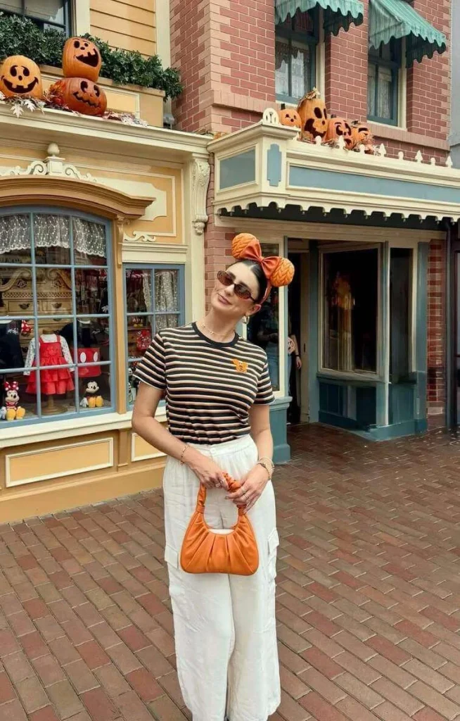 Halloween Stripe Top and White Pants