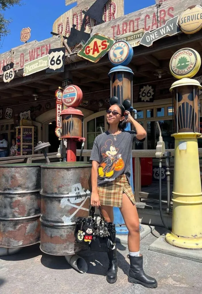 Halloween Mickey Tee and Plaid Skirt