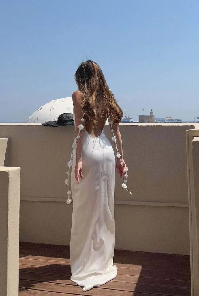 14. Backless White Maxi Dress