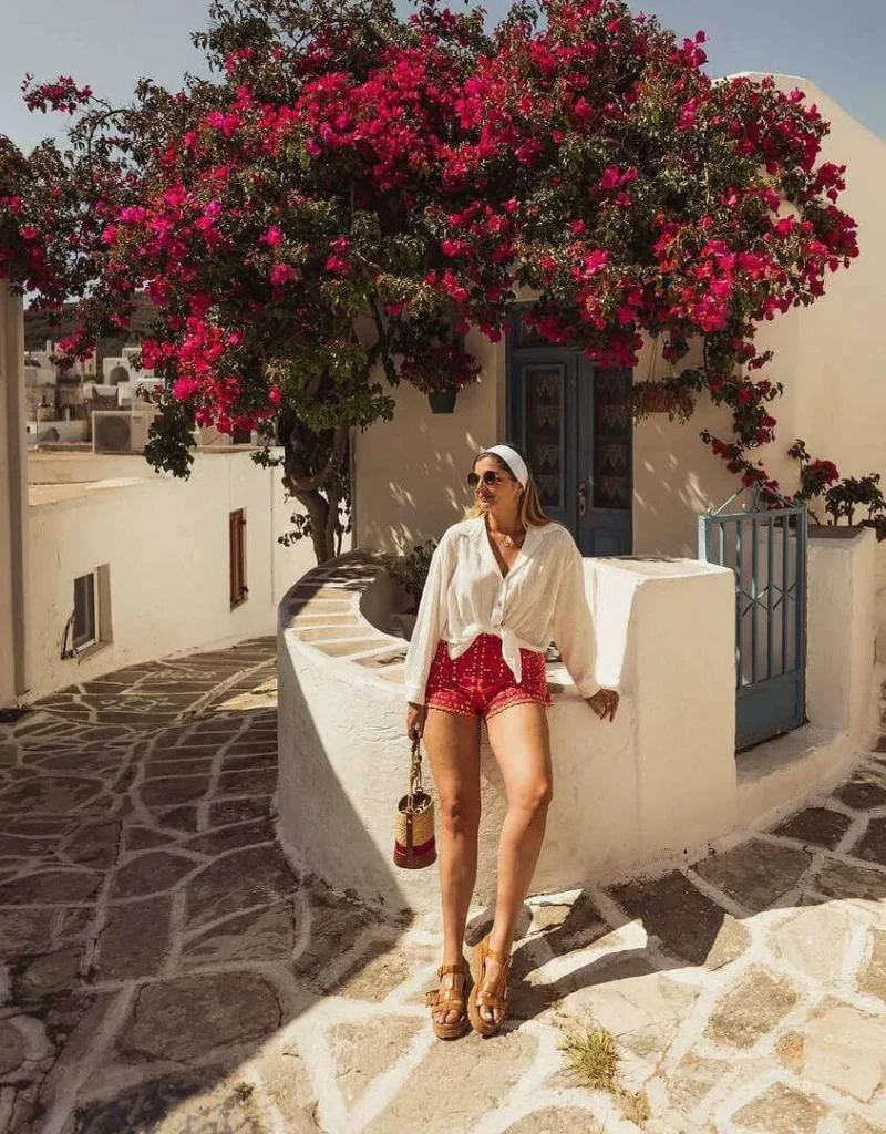 3. White Shirt with Red Shorts