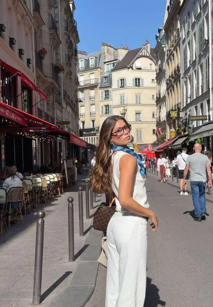 12. White Pants and Sleeveless Top