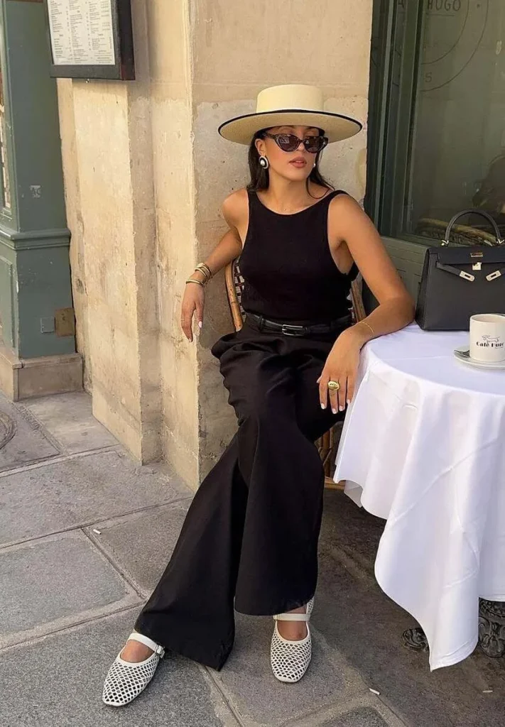 13. Black Wide-Leg Pants and Tank