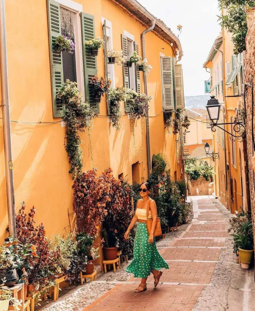 4. Green Skirt and Crop Top in Menton