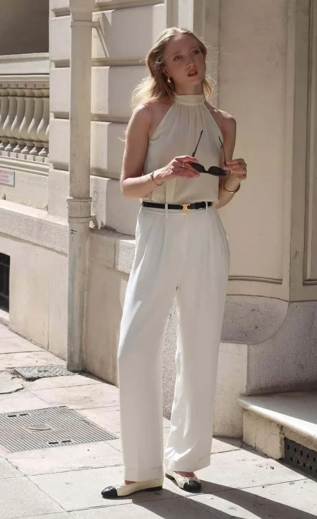 5. Cream Wide-Leg Pants in Nice