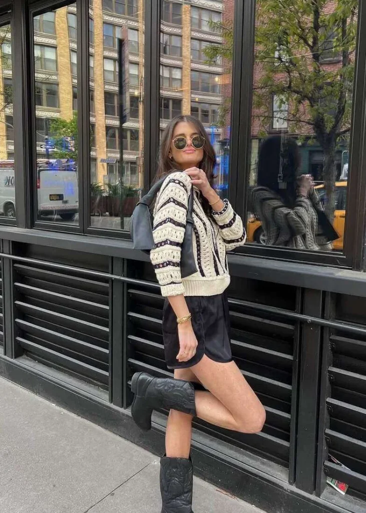 12. Knit Sweater and Black Shorts