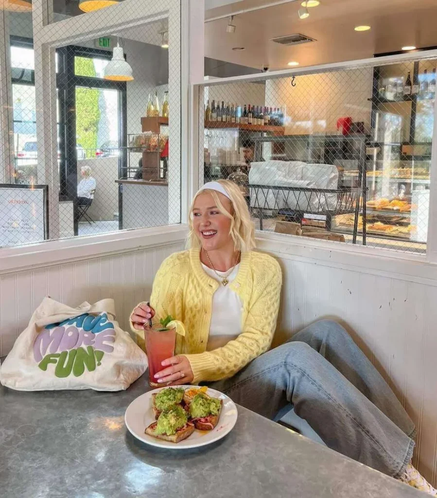 4. Yellow Cardigan in the Café
