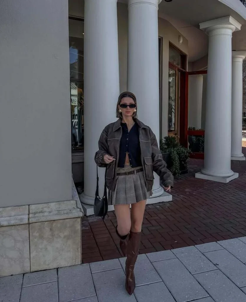 5. Leather Jacket and Mini Skirt
