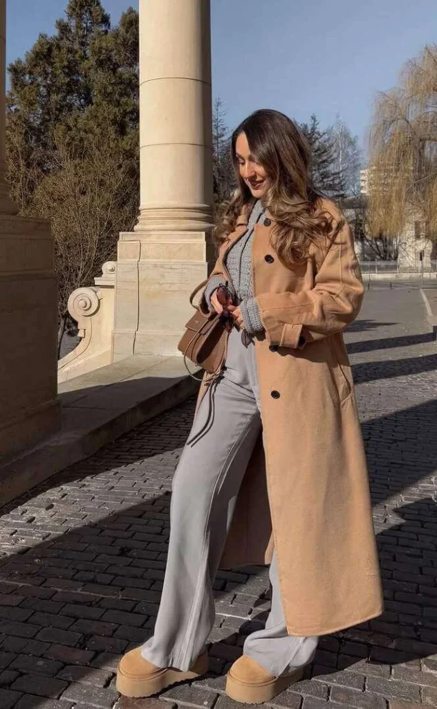 7. Trench Coat and Wide-Leg Pants