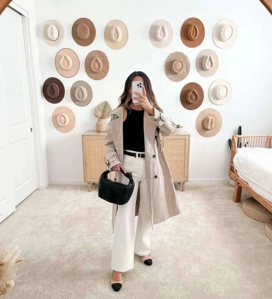 9. Trench Coat with White Jeans