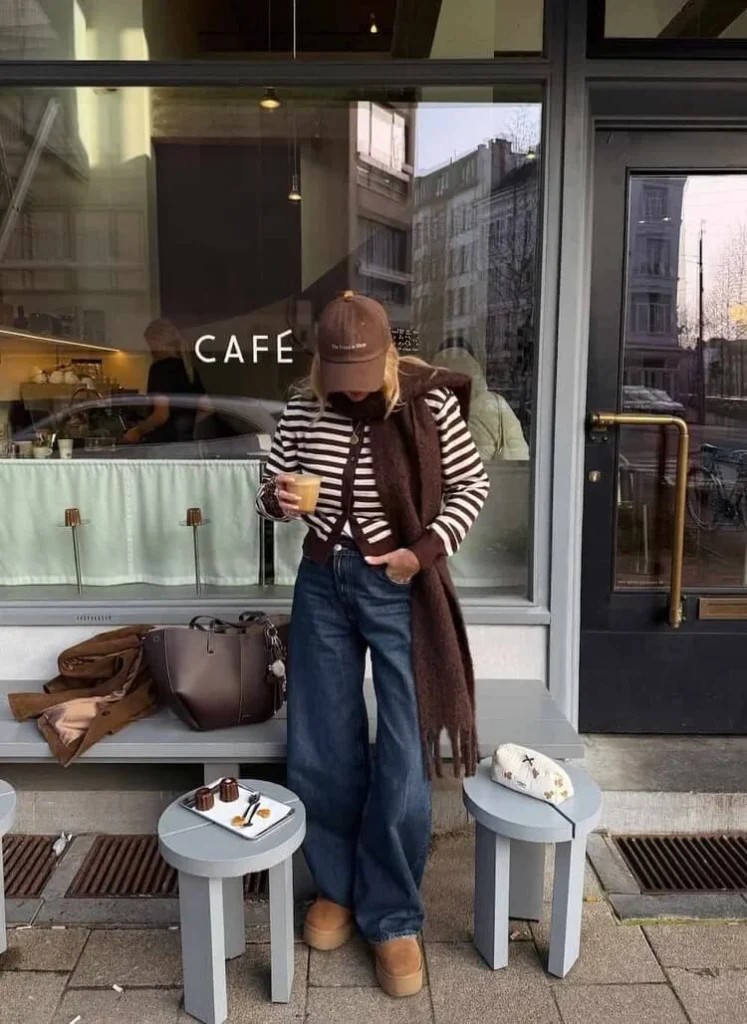 Chocolate Brown Stripes and Denim