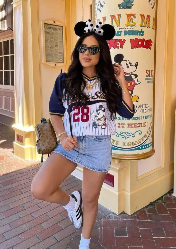 Mickey Jersey and Denim Skirt