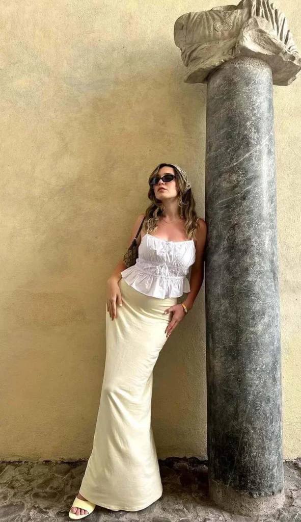 Cream Skirt and Scarf