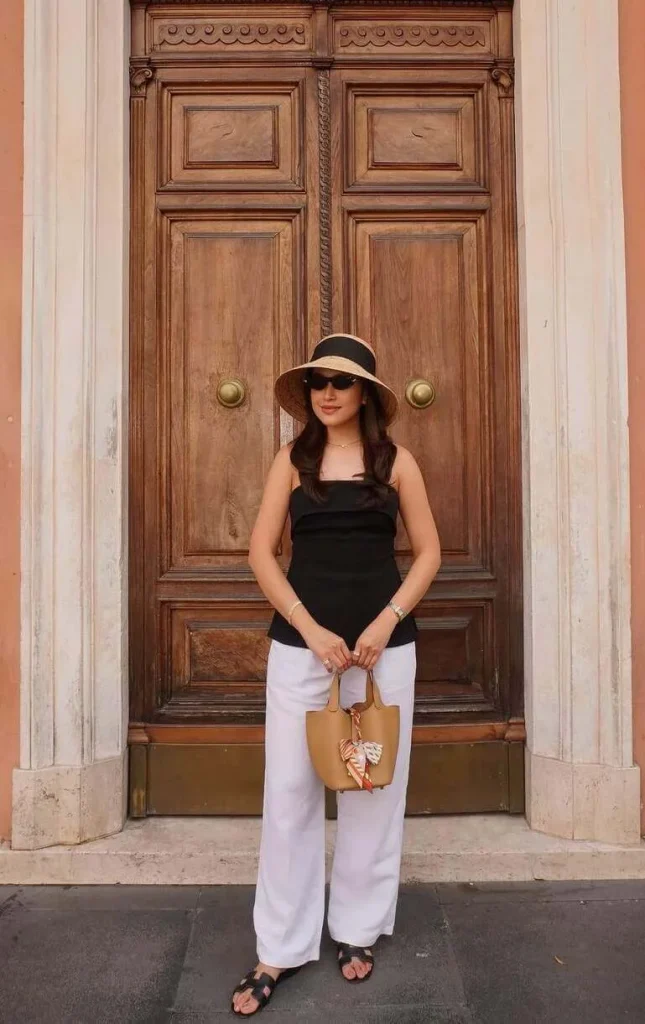 Black Top and White Pants