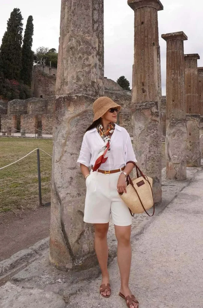 White Shirt and Tailored Shorts