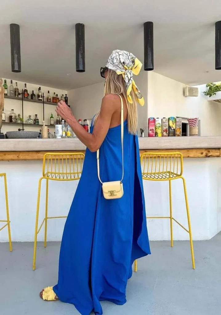 Blue Maxi Dress by the Beach Bar