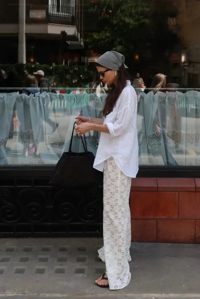 White Linen Shirt and Lace Pants