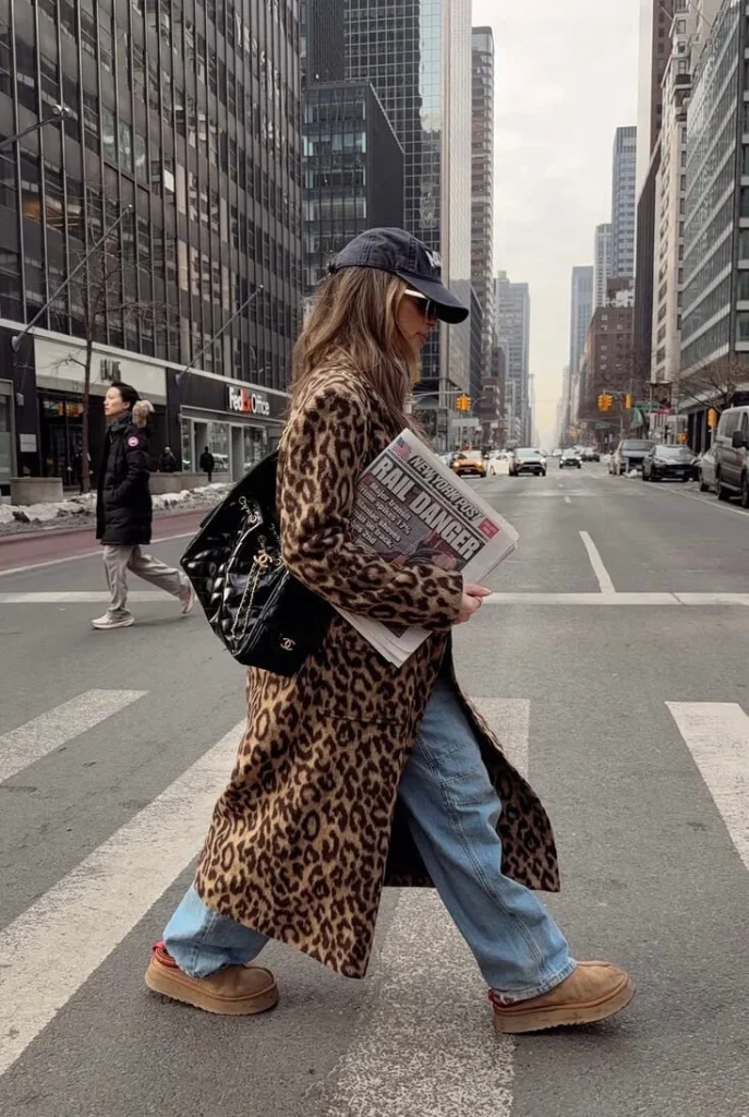 NYC Fall Outfit with Leopard Print Coat