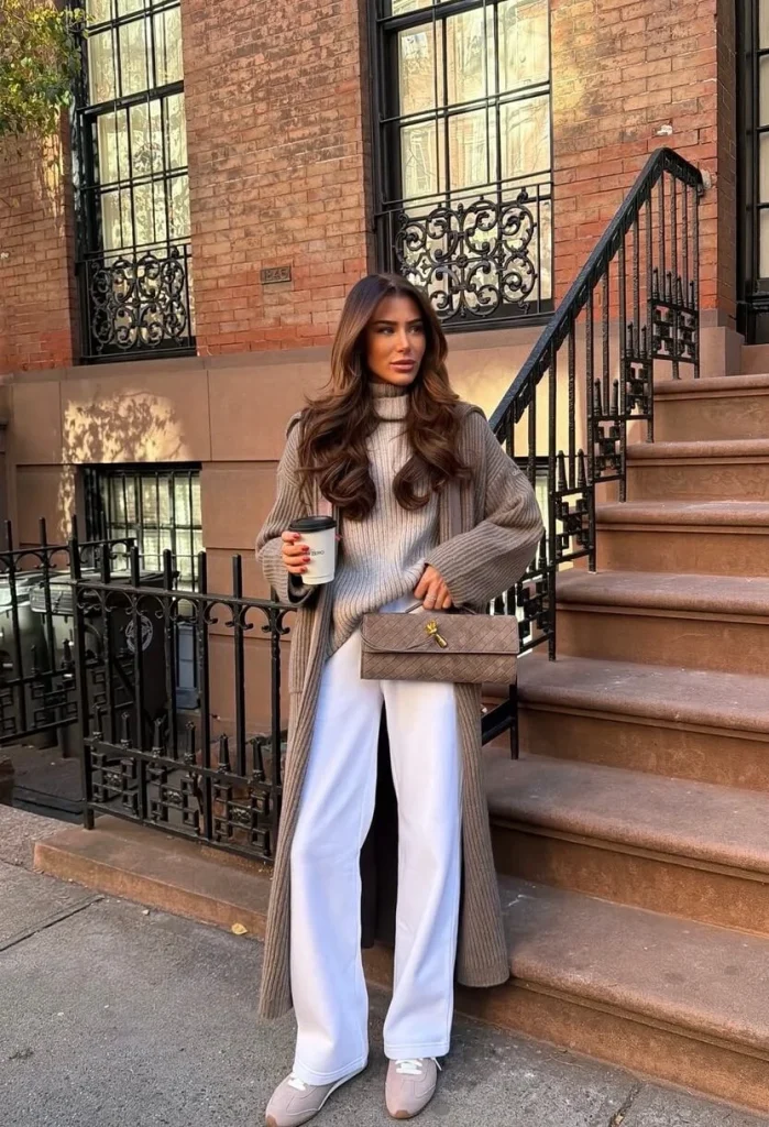 Long Cardigan and Wide-Leg Pants