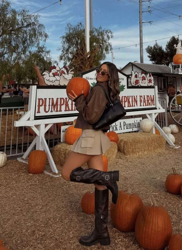 11. Mini Skirt and Moto Boots
