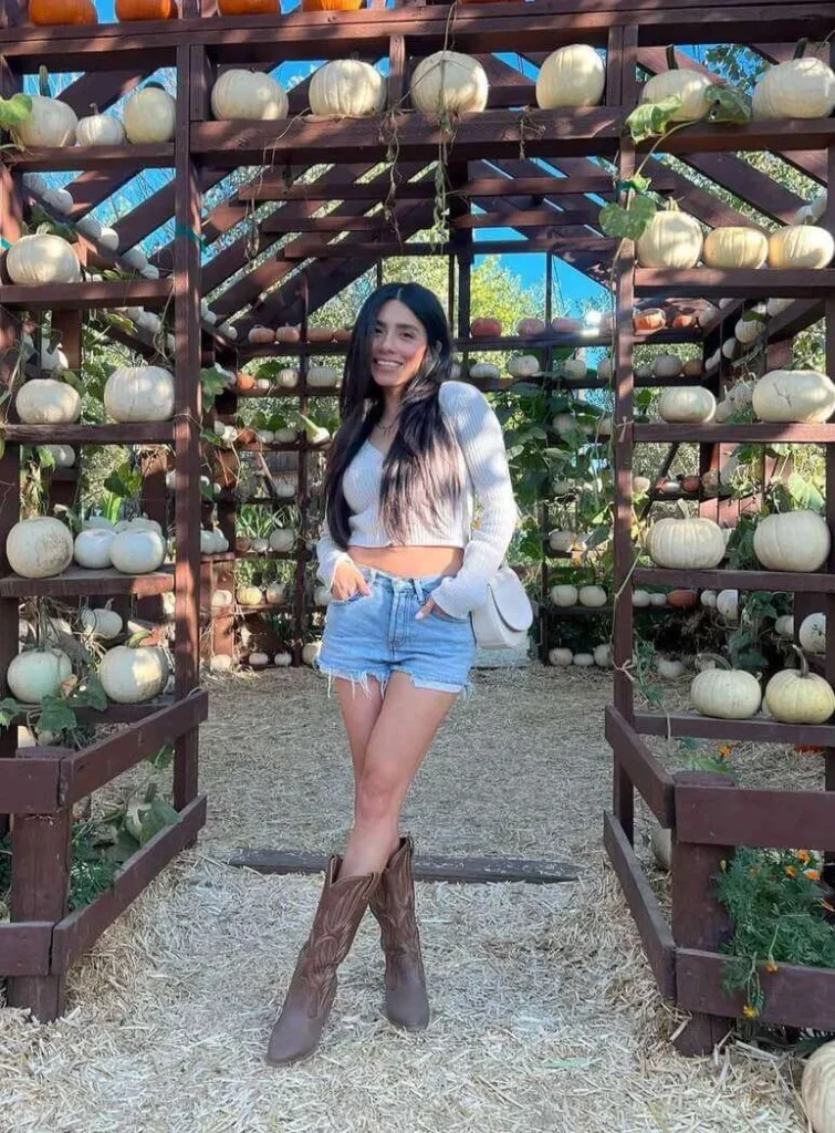 15. Cropped Sweater and Denim Shorts