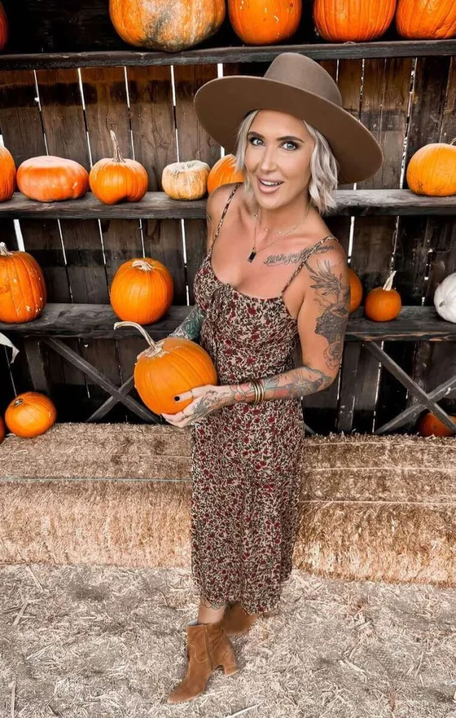 21. Floral Midi Dress and Suede Boots