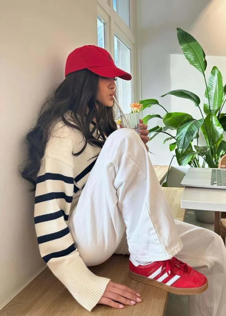 Striped Sweater with Red Gazelles