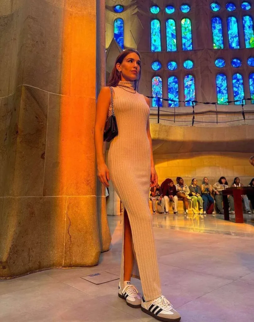 20. Ribbed Maxi Dress with Sneakers