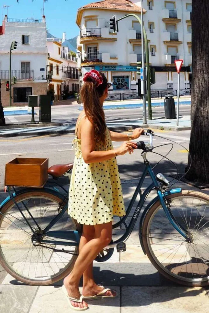 25. Yellow Polka Dot Mini Dress with Sandals