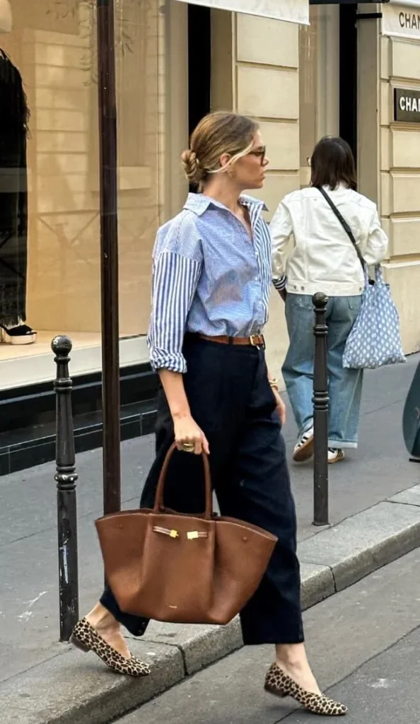 Blue Stripe Shirt and Navy Trousers