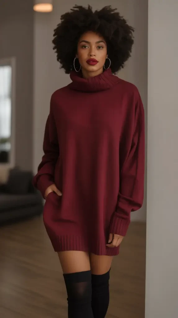 3. Cozy Wine and Knit Chic