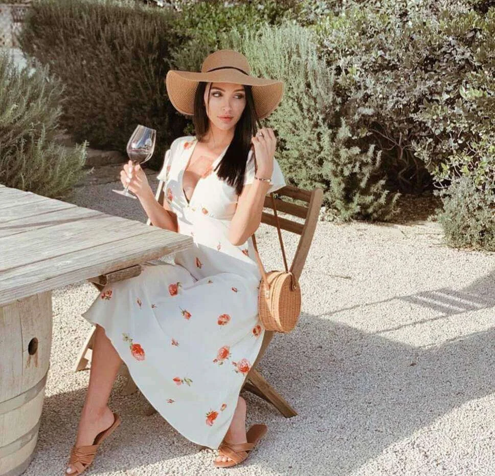 Floral Midi with Straw Accessories