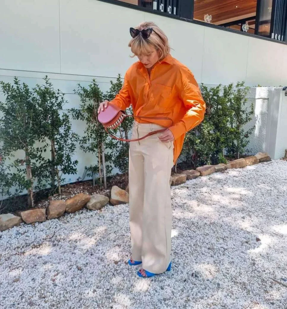 Orange Button-Down with Neutral Trousers