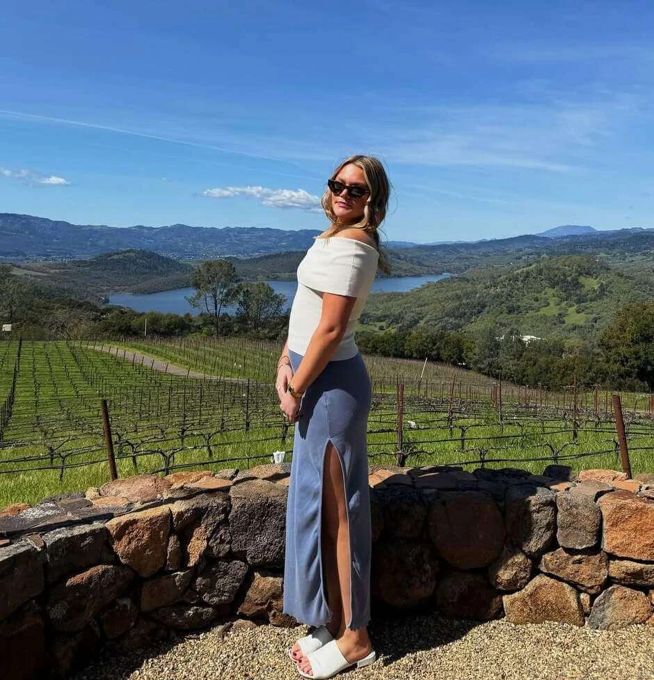 Off-the-Shoulder Top with Side-Slit Skirt