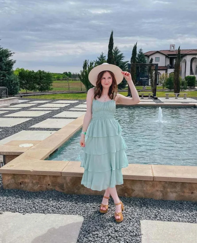 Tiered Mint Dress with Platform Sandals