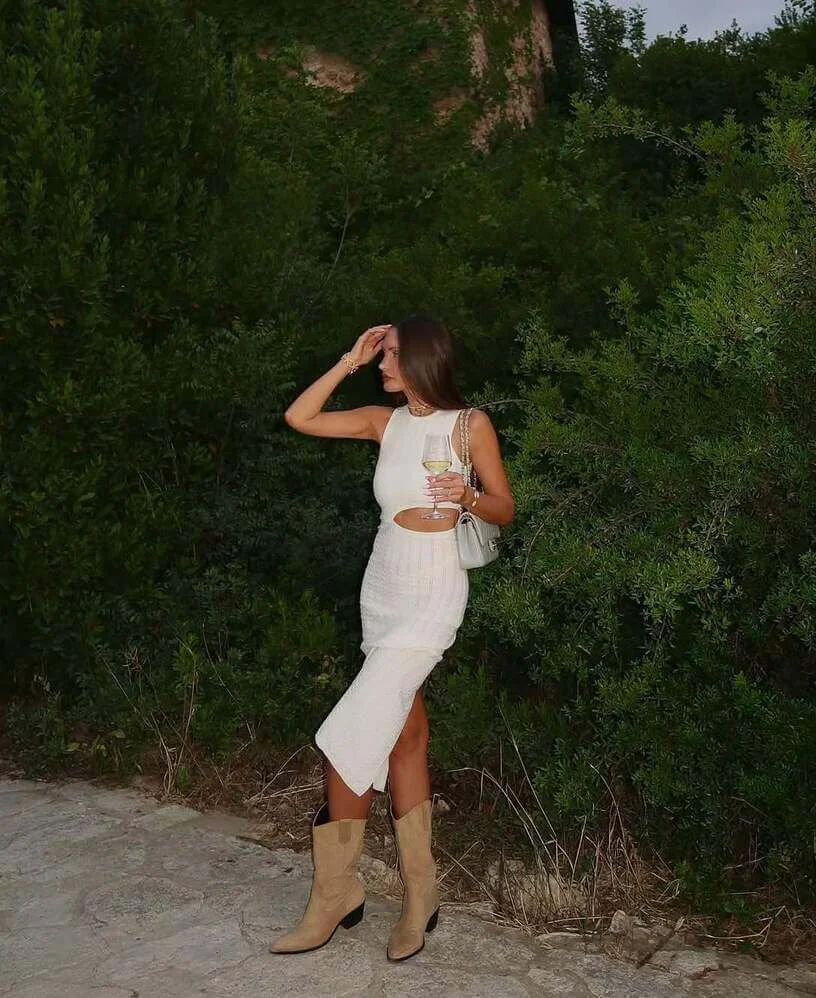 Cutout Dress with Western Boots