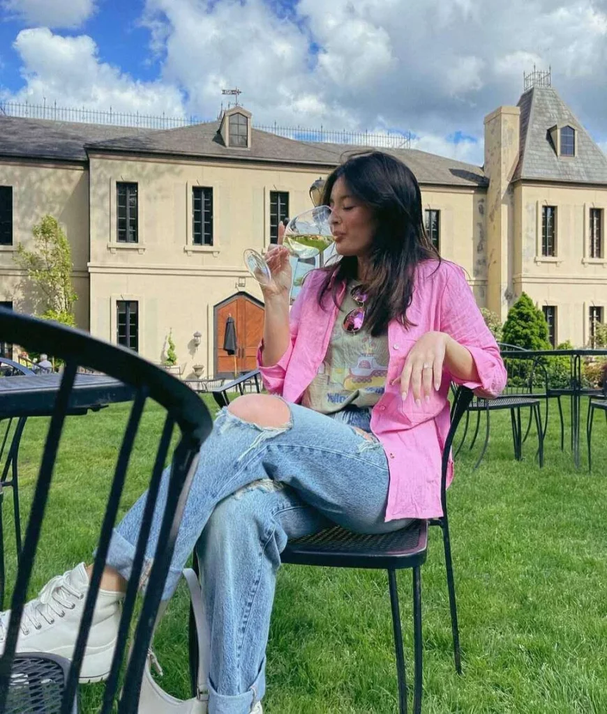 Pink Overshirt with Graphic Tee and Denim