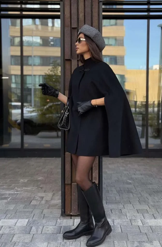 13. Black Cape with Riding Boots