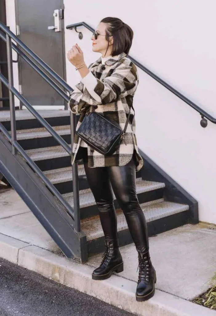 6. Combat Boots with a Checkered Coat