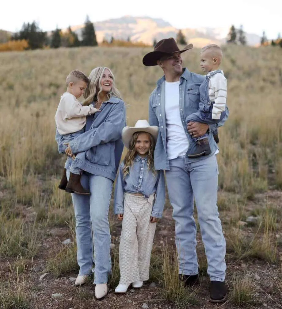 Denim-on-Denim Winter Family Outfit