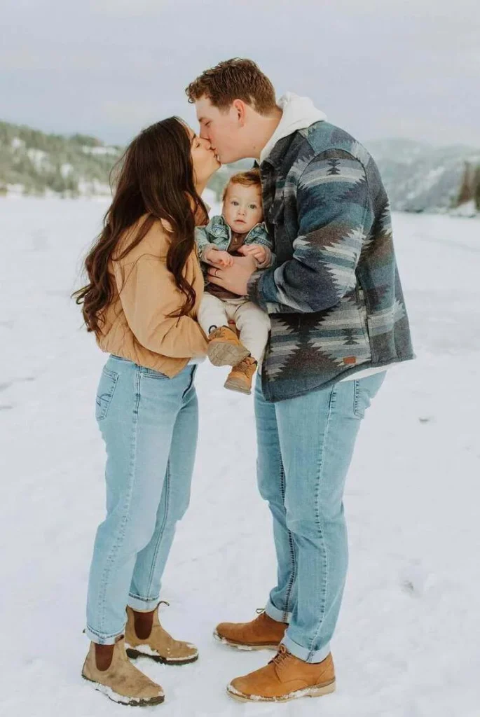 Denim and Tan Winter Family Outfit