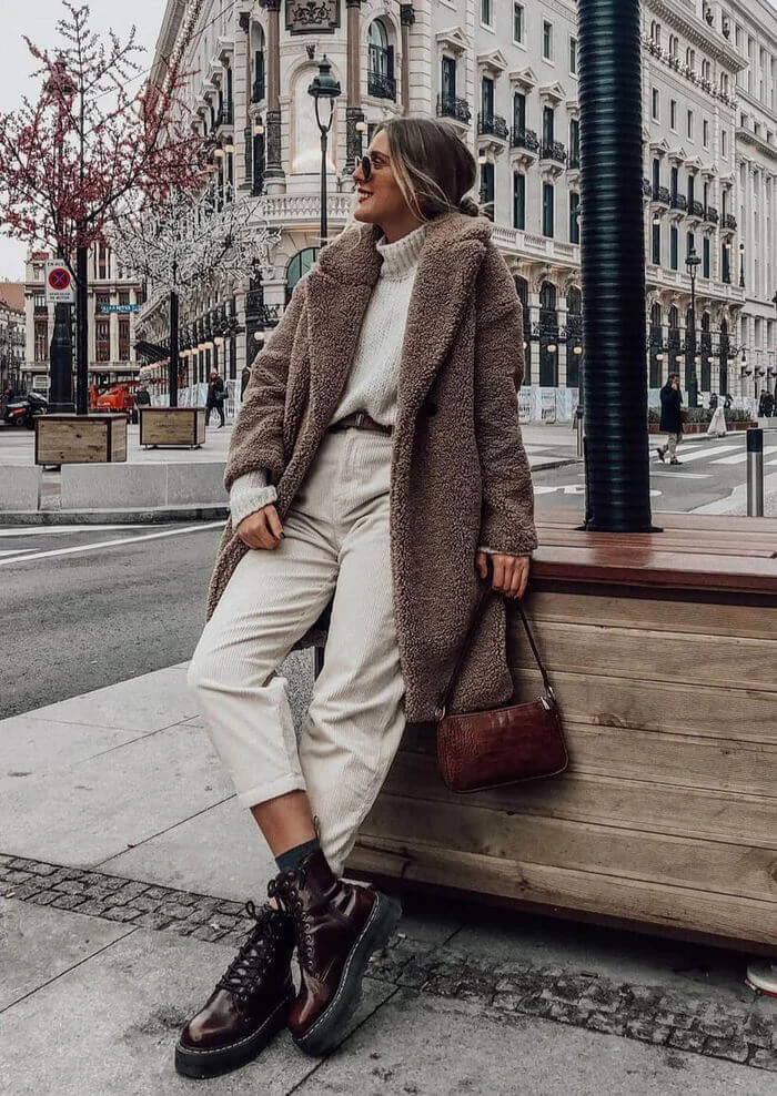 20. Teddy Coat and Corduroy Pants