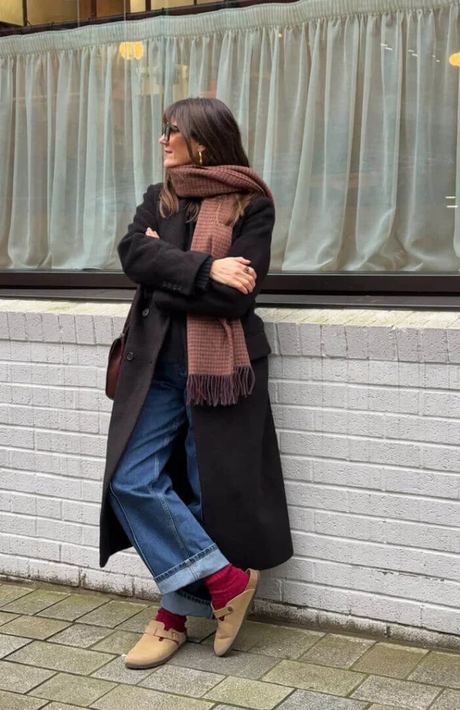 8. Long Coat and Red Socks